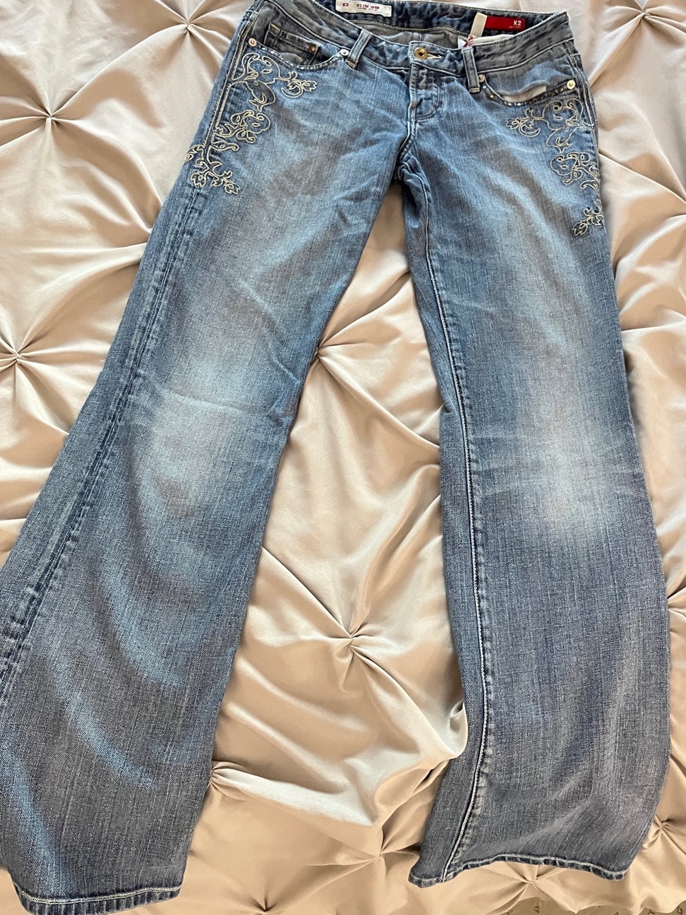 X2 Ladies Embroidered Light Blue Bootcut Jeans